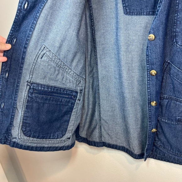 TravelSmith Women's Utility Vest Blue Denim Buttons Pockets Fishing Hiking Large - Picture 15 of 16